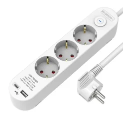 Grenuttag 3-vägs 1xUSB-A 1xUSB-C