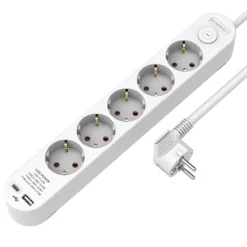 Grenuttag 5-vägs 1xUSB-A 1xUSB-C