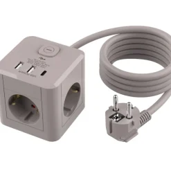 Grenuttag 3-vägs 2xUSB-A 1xUSB-C Cube