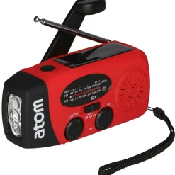 Nödradio med LED-ljus och powerbank Atom